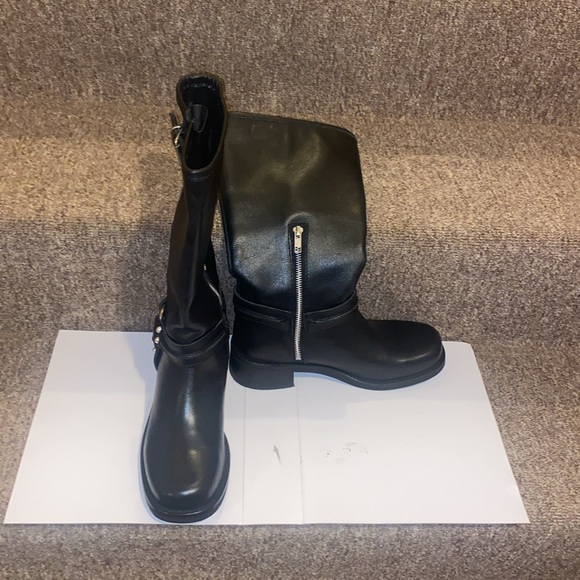 ♣️NWT Steve Madden Black Genuine Leather Harness Moto Boots - Picture 13 of 15